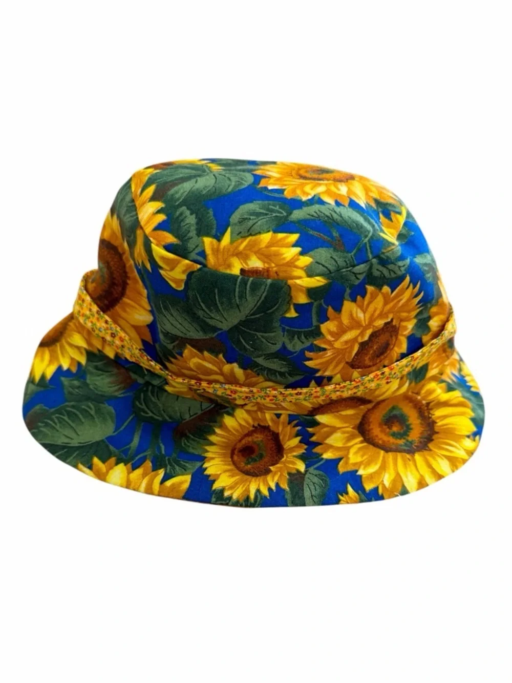Vintage 90s Baby Toddler Girl Hat Sunflower Print Bucket Hat ADORABLE